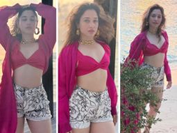 Tamannaah Bhatia exudes ‘hot girl summer’ vibes in pink bikini top, printed shorts and drape shrug in Maldives