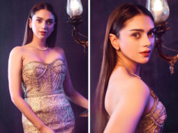 Aditi Rao Hydari looks exquisite in sleeveless golden gown by Shantanu and Nikhil