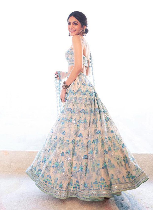 Alaya F radiates elegance and grace in an ivory periwinkle lehenga set by Anita Dongre worth Rs. 1.75 lakh