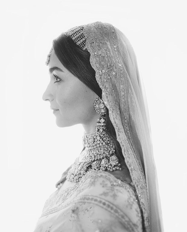 Alia Bhatt oozes royalty in black and white photo from her wedding with Ranbir Kapoor; dons traditional heavy statement necklace and maathapatti