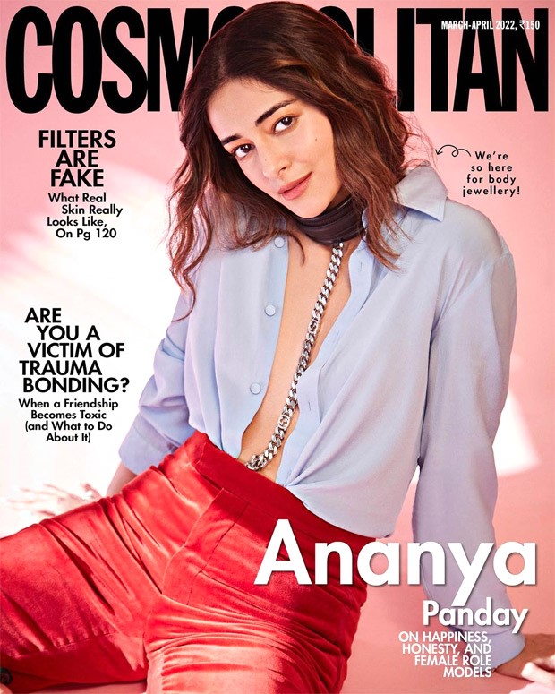Ananya Panday looks smokin’ hot in unbuttoned shirt with choker body chain and red pants on the cover of Cosmopolitan India magazine Ananya Panday looks smokin’ hot in unbuttoned shirt with choker body chain and red pants on the cover of Cosmopolitan India magazine