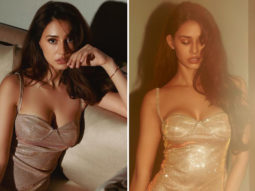 Disha Patani goes all glam and sultry in mini beige dress