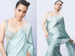 Kangana Ranaut is elegance personified in Shymal & Bhumika’s misty-blue satin saree for her show Lockup