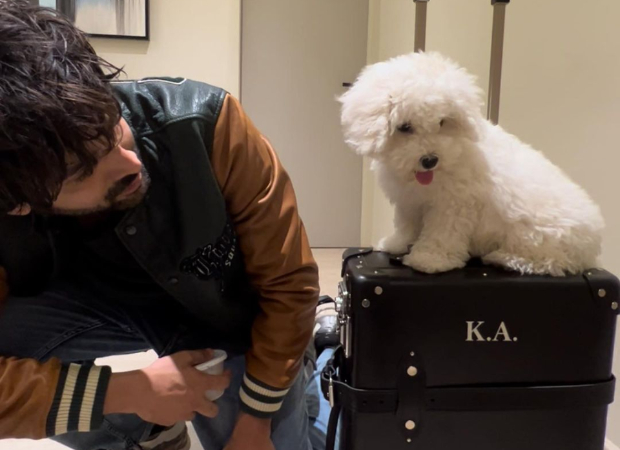 Kartik Aaryan shares heartwarming photo with peg dog Katori as he leaves for work