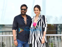 Photos: Ajay Devgn and Rakul Preet Singh snapped promoting their film Runway 34 at the Sun n Sand hotel in Juhu
