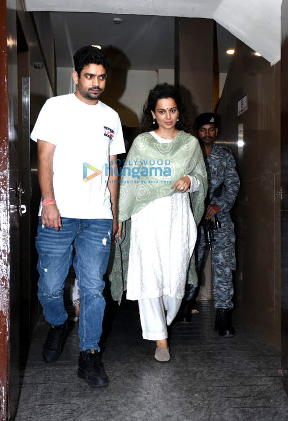 Photos: Kangana Ranaut and her brother Akshit Ranaut snapped outside a theatre after watching RRR