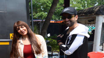 Photos: Karanvir Sharma and Esha Deol snapped at their shoot location in Juhu