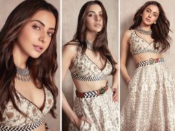 Rakul Preet Singh aces desi style in stunning JJ Valaya’s ivory white lehenga for Runway 34 promotions
