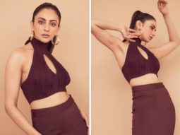 Rakul Preet Singh looks exquisite in wine-coloured crop top and skirt set worth Rs.7,199 for Runway 34 promotions