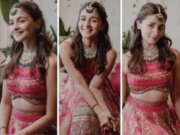 Ranbir Kapoor-Alia Bhatt Wedding: Alia looks resplendent in Manish Malhotra embellished fuschia pink with 3000-hour intricate handwork of Mijwan women for mehendi ceremony