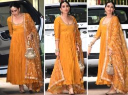Ranbir Kapoor-Alia Bhatt Wedding: Karisma Kapoor looks resplendent in a mustard anarkali worth Rs. 65,000 by Punit Balan at mehendi ceremony