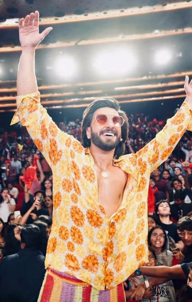 Ranveer Singh emanates retro vibes in multi-coloured crochet pants with flowery patterned shirt for ‘Firecracker’ song launch from Jayeshbhai Jordaar