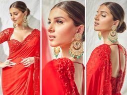 Tara Sutaria is an elegant beauty donning Rs. 66,000 worth red hand embroidered floral saree for Heropanti 2 promotions Tara Sutaria is an elegant beauty donning Rs. 66,000 worth red hand embroidered floral saree for Heropanti 2 promotions