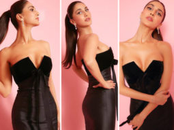 Vaani Kapoor proves black is always elegant in a strapless plunging neckline black ruffled midi dress