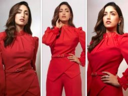 Yami Gautam looks fiery in red pantsuit worth Rs. 14,800 for Dasvi promotions