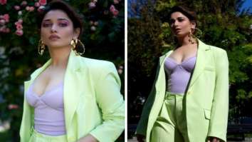 Cannes 2022: Tamannaah Bhatia oozes major boss lady vibes in Rs. 6000 neon green pant-suit and mauve bodysuit at French Riviera