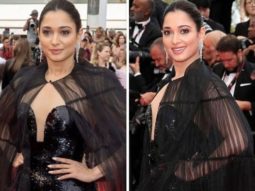 Cannes 2022: Tamannaah Bhatia seals it with a kiss in black glistening thigh-high slit gown with a cape at the premiere of Top Gun: Maverick