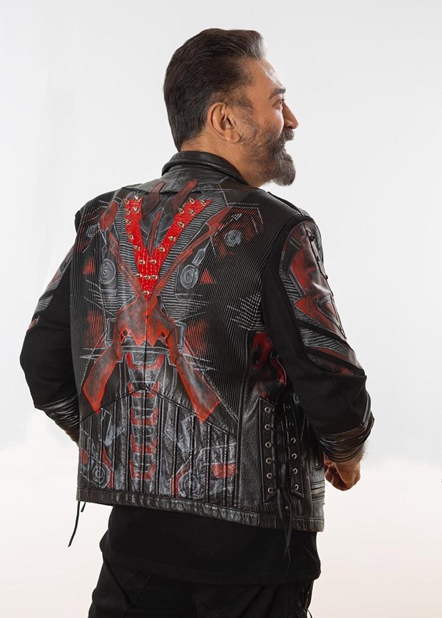 For Vikram trailer and audio launch, Kamal Hassan looked suave and stylish in a custom-made black leather jacket with themes from the film For Vikram trailer and audio launch, Kamal Hassan looked suave and stylish in a custom-made black leather jacket with themes from the film