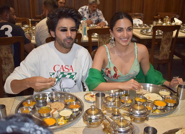 Kartik Aaryan and Kiara Advani relish authentic Gujarati thaali as they promote Bhool Bhulaiyaa 2 in Ahmedabad
