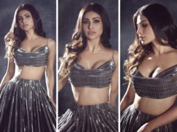 Mouni Roy oozes oodles of elegance in sparkly black lehenga by Rudraksh Dwivedi for Dance India Dance Li’l Masters