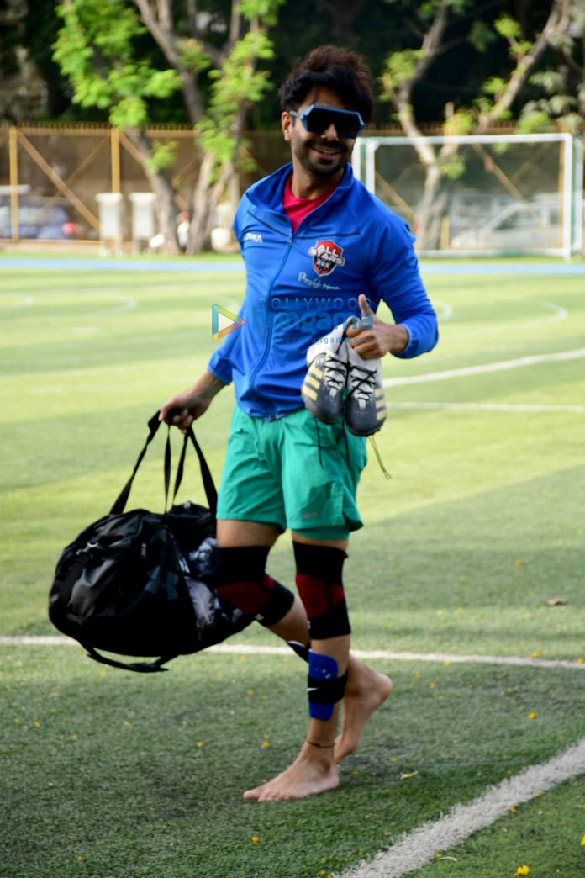 photos abhimanyu dassani aparshakti khurana ahan shetty and others snapped during a football match in bandra 2
