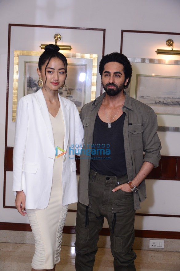 photos ayushmann khurrana and andrea kevichusa snapped during the promotions of anek in delhi 6