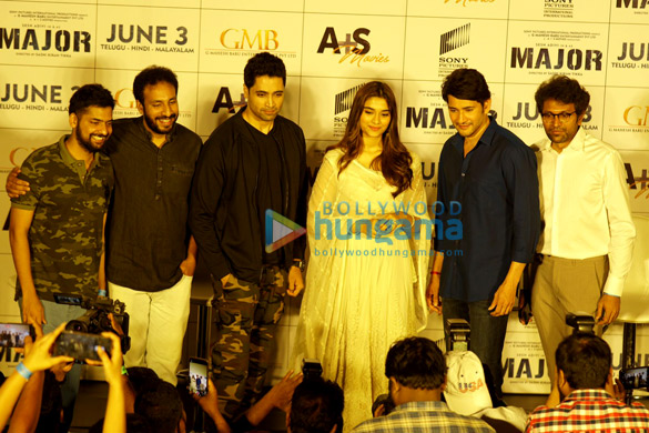 photos mahesh babu adivi sesh and saiee manjrekar at the trailer launch of their upcoming film major 1