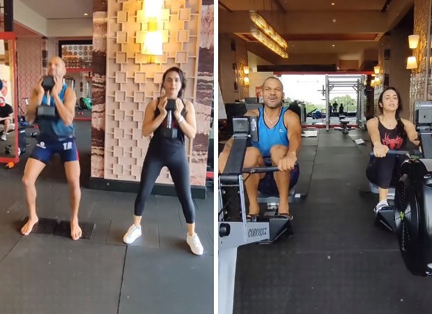 Preity Zinta works out with cricketer Shikhar Dhawan; use Tiger Shroff's viral 'Chhoti Bacchi Ho Kya' dialogue as backdrop
