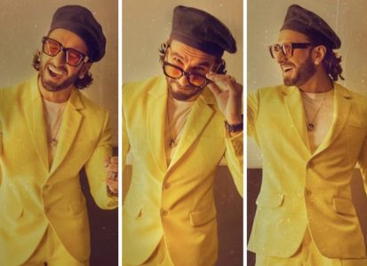 Ranveer Singh appears elegant in a pink corduroy suit. Take a Look