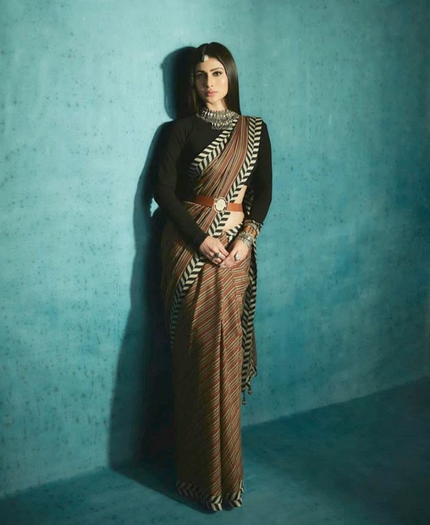 Mouni Roy is elegance personified as she flaunts her chevron print JJ Valaya sari in her latest photo-shoot