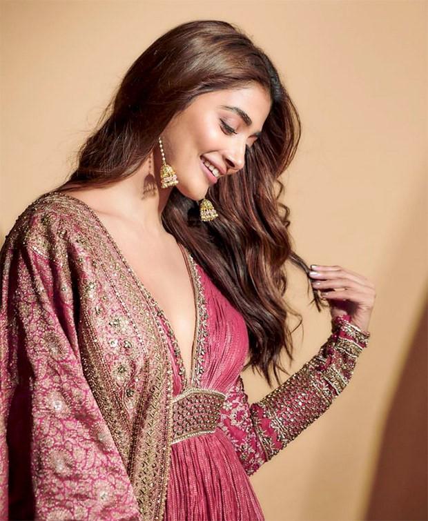 Pooja Hegde gets ethnic style on point in crushed striped zari chanderi anarkali worth Rs. 2.19 lakh for her latest photoshoot 