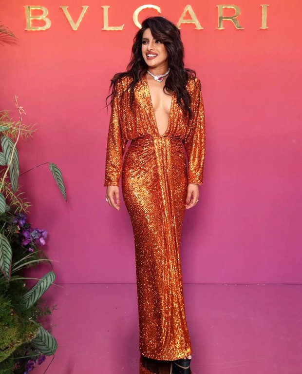 Priyanka Chopra has a sequin moment in plunging neckline bold dress for Bulgari event