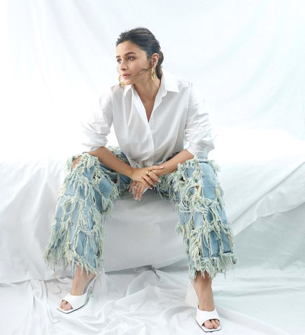 Alia Bhatt keeps it comfy yet stylish in white shirt and quirky fringe jeans worth Rs. 18K for Darling promotions 