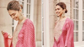 Deepika Padukone looks resplendent in pink and golden suit set as she attends Konkani Sammelan event in US