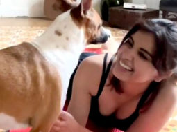 Diana Penty recieves a sweet kiss from her dog