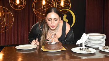 Huma Qureshi cuts her birthday cake with paps