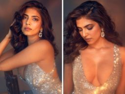Malavika Mohanan looks like the ultimate glam girl in a sequined silver mini dress with a plunging neckline
