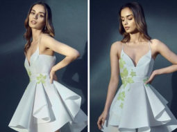 Manushi Chhillar looks sassy in a pastel mini dress and shimmery pumps