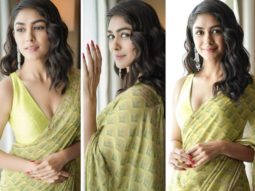 Mrunal Thakur is elegance personified in Anita Dongre’s lime green printed saree worth Rs. 16K