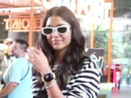 Mrunal Thakur poses for paps at the airport