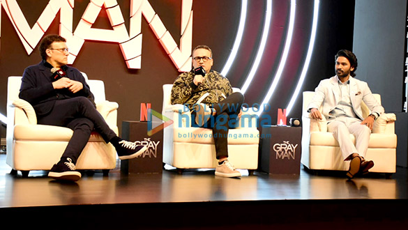 photos dhanush and the russo brothers attend the press conference of the gray man 1