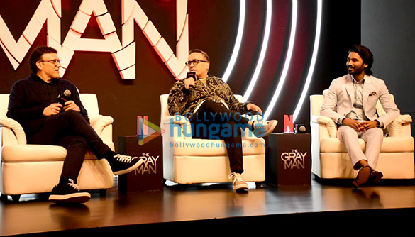 photos dhanush and the russo brothers attend the press conference of the gray man 4