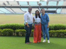Photos: Taapsee Pannu, Mithali Raj and Srijit Mukherjee snapped at Eden Gardens for Shabaash Mithu promotions