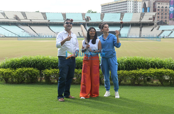 photos taapsee pannu mithali raj and srijit mukherjee snapped at eden gardens for shabaash mithu promotions 4