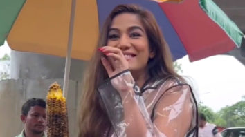 Poonam Pandey spotted enjoying corn in rainy weather
