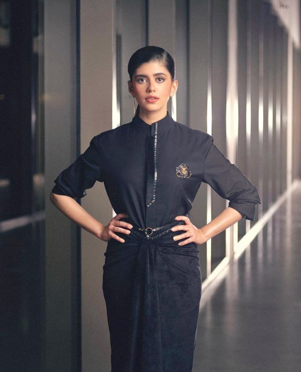 Sanjana Sanghi ups glam quotient in a sexy high-slit velvet skirt and a black men's shirt