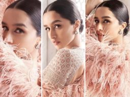 Shraddha Kapoor turns muse for Falguni and Shane Peacock with this two-piece peach feathery sequined outfit
