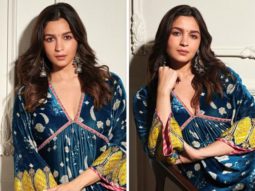Alia Bhatt is an ethnic dream in breezy teal blue silk velvet kurta worth Rs. 25K for Darlings promotion