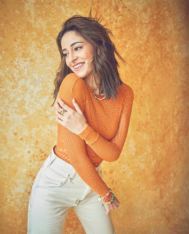 Ananya Panday proves orange is the new black in backless mesh bodysuit and denim pants worth Rs. 21,113 for Liger promotions 