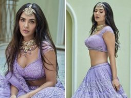 Esha Gupta is a sight to behold in lavender lehenga as she poses for Wedding Vows magazine
